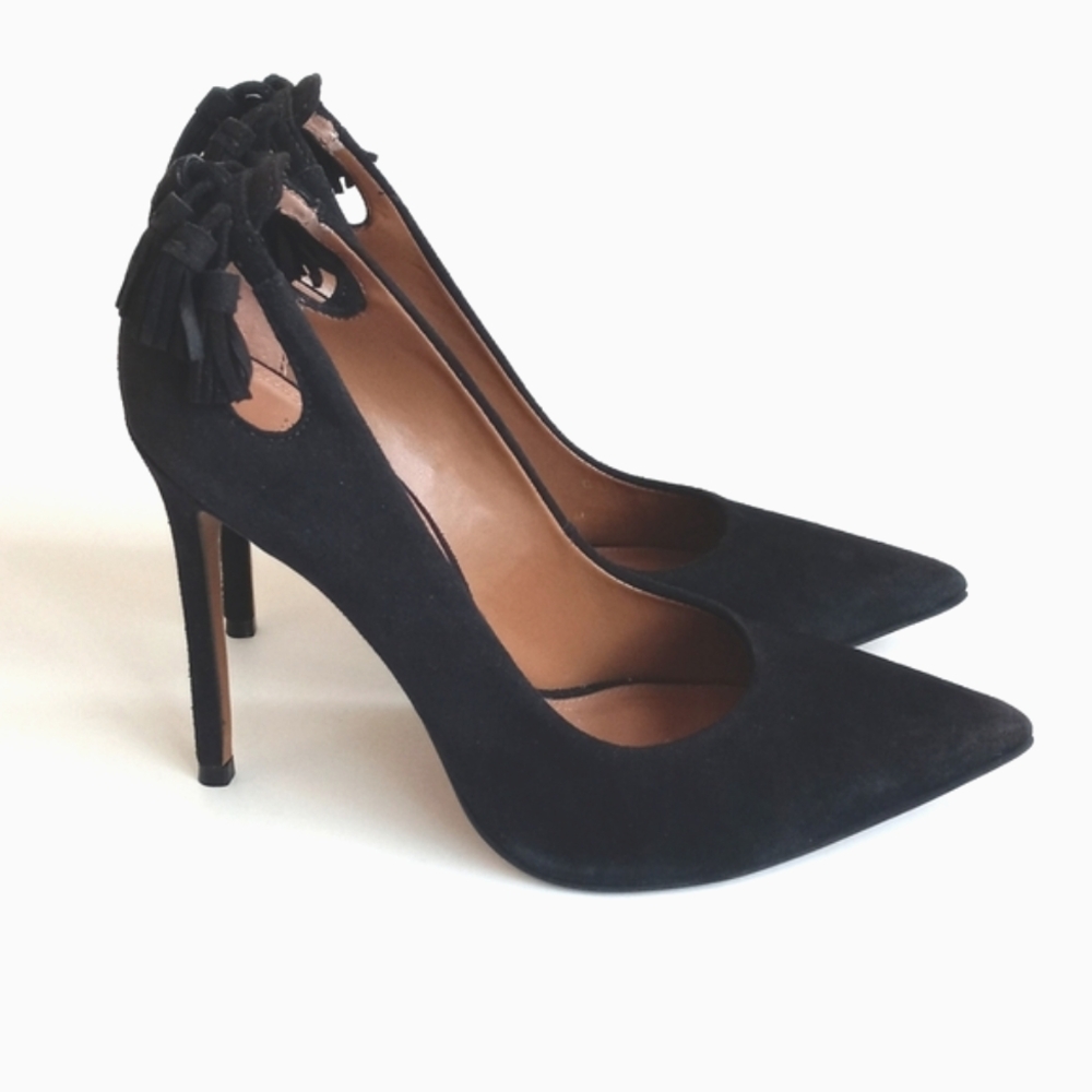Topshop Elegant Black Suede Leather 5" High Heels 38 (7.5)